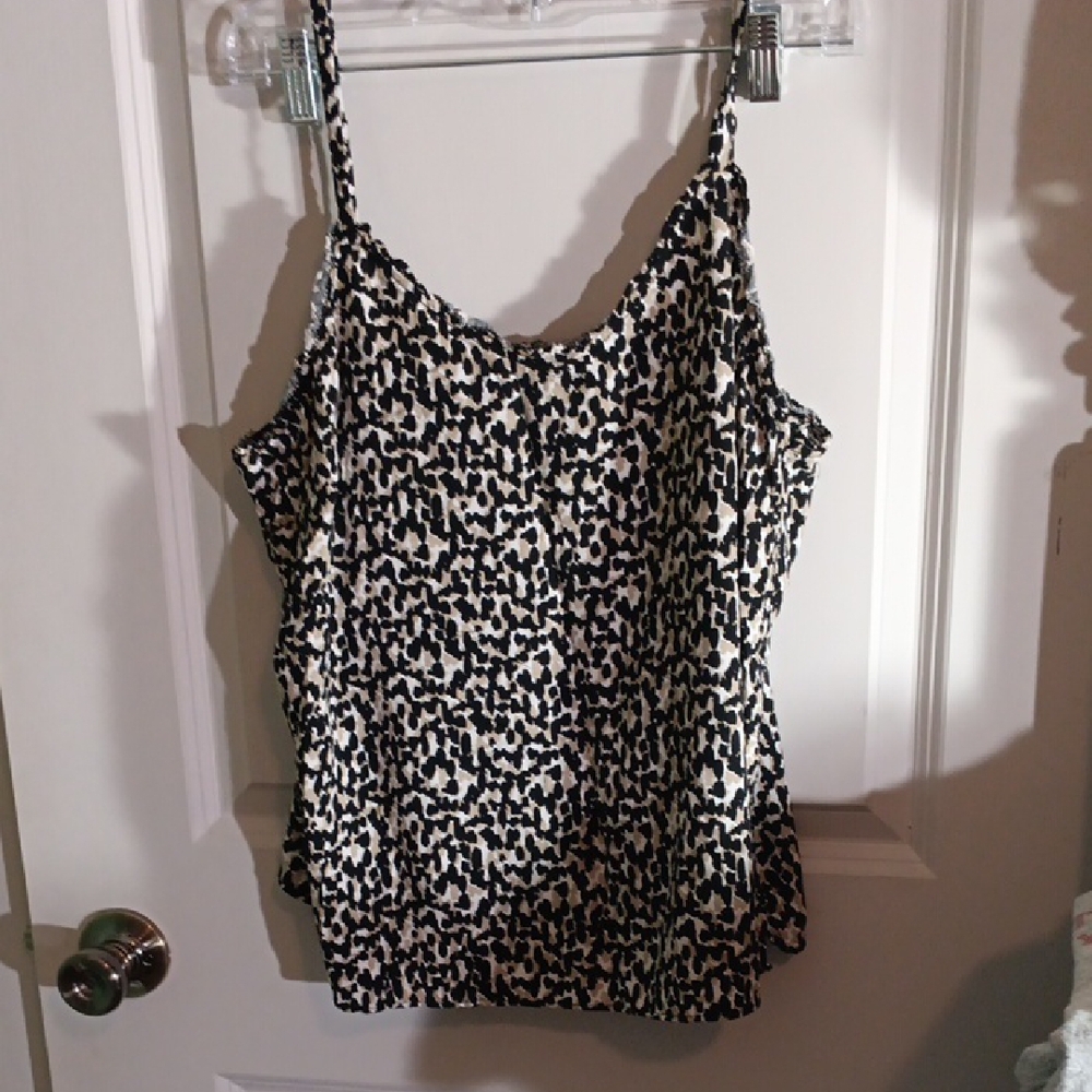 Old Navy Black and White Animal Print Silky Camisole Top Sz L